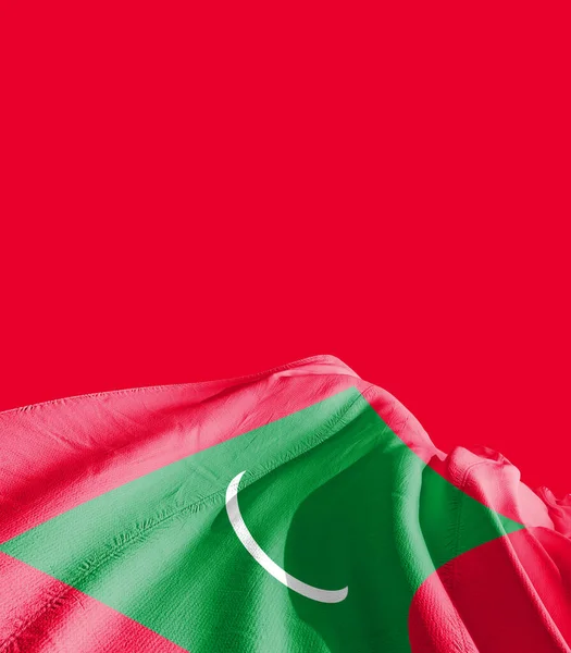 Maledivy Vlajka Proti Červené — Stock fotografie