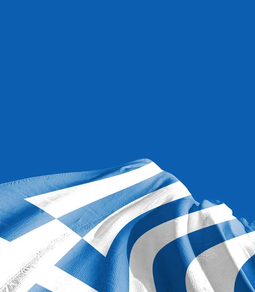 濃い青に対するギリシャの旗 — ストック写真
