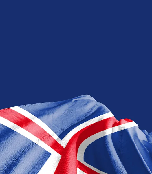 Bandeira Islândia Contra Azul Escuro — Fotografia de Stock