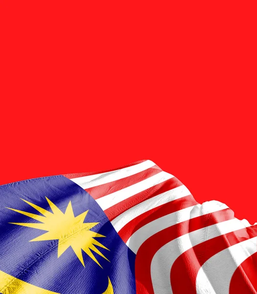 Malezya Bayrağı Kırmızıya Karşı — Stok fotoğraf