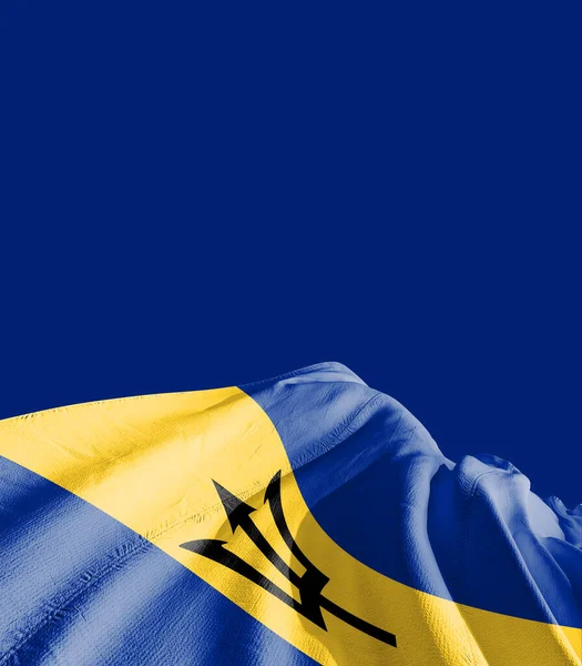 Koyu Mavi Karşısında Barbados Bayrağı — Stok fotoğraf