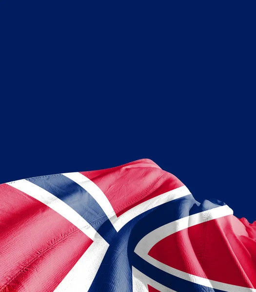 Norge Flagga Mot Mörkblå — Stockfoto