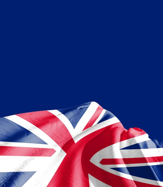 Bandeira Reino Unido Contra Azul Escuro — Fotografia de Stock