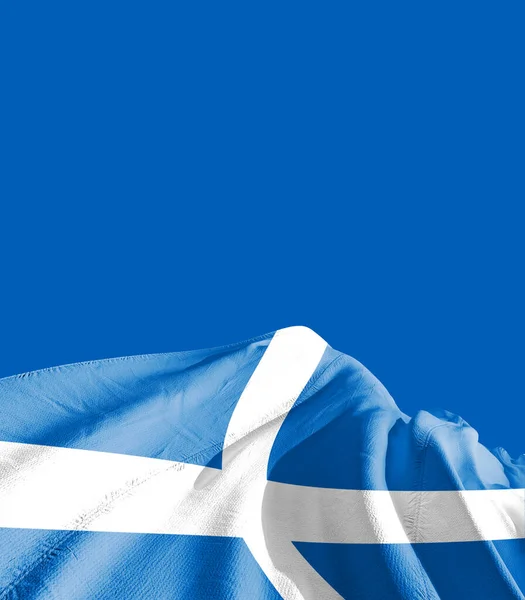 Bandeira Escócia Contra Azul Escuro — Fotografia de Stock