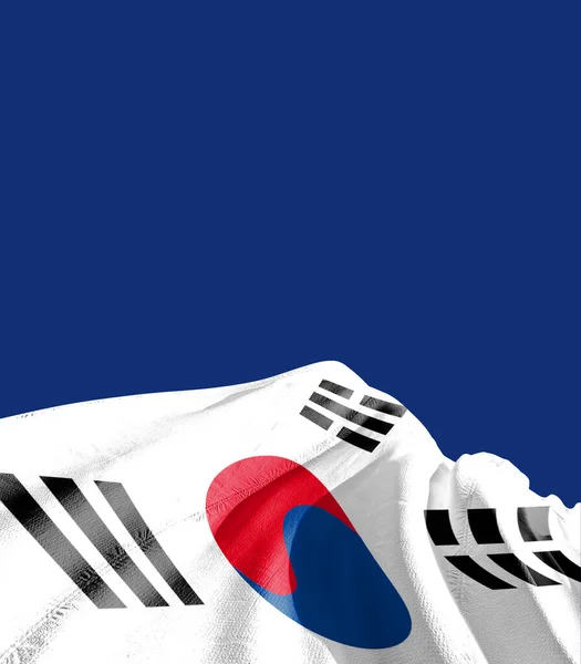 Südkoreanische Flagge Gegen Dunkelblau — Stockfoto
