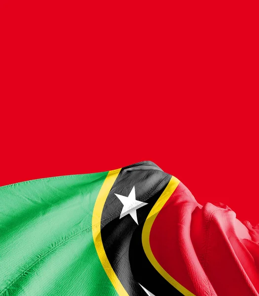 Bandeira São Cristóvão Nevis Contra Vermelho — Fotografia de Stock