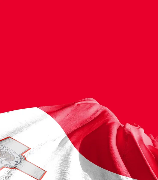 Flaga Malty Przeciwko Czerwieni — Zdjęcie stockowe