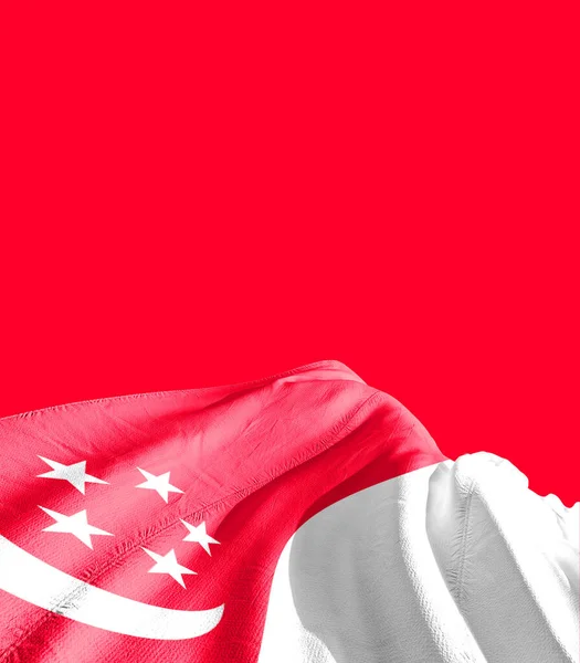 Singapore Vlag Tegen Rood — Stockfoto
