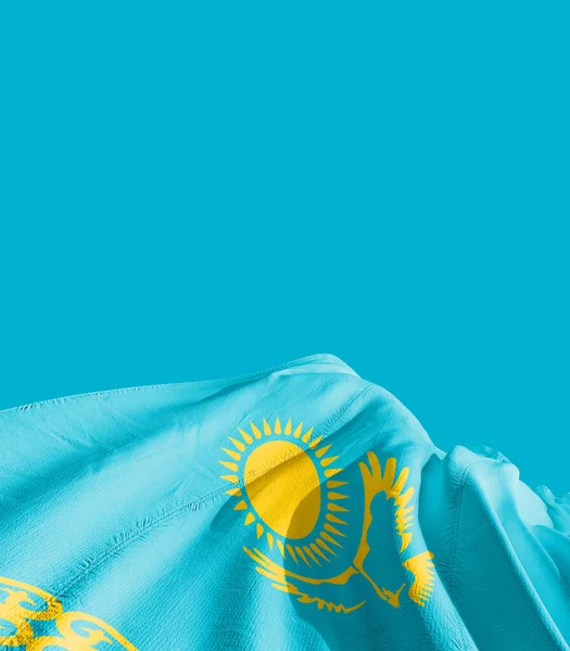 Bandera Kazajstán Contra Azul Imagen De Stock