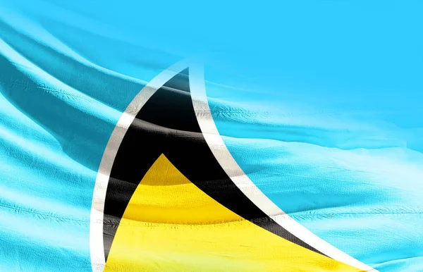 Saint Lucia Waving Flag Close — Stock Photo, Image