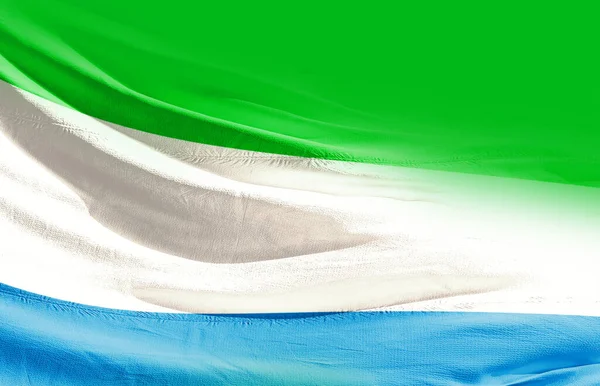 Serra Leoa Acenando Bandeira Fechar — Fotografia de Stock