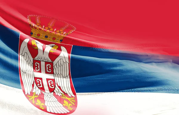 Σερβία Κυματίζει Σημαία Κοντά — Φωτογραφία Αρχείου