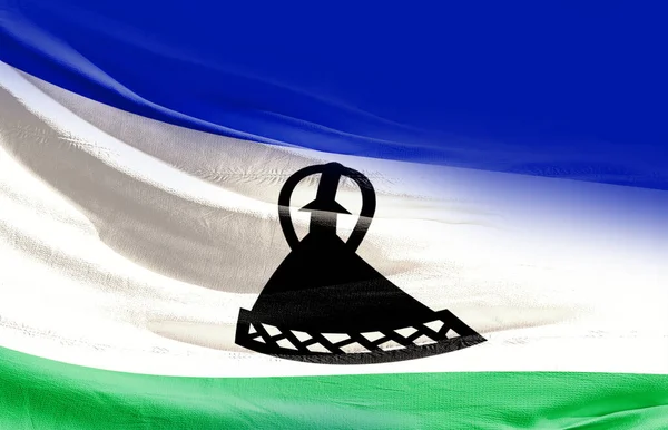 Lesotho Lengő Zászló Közelről — Stock Fotó
