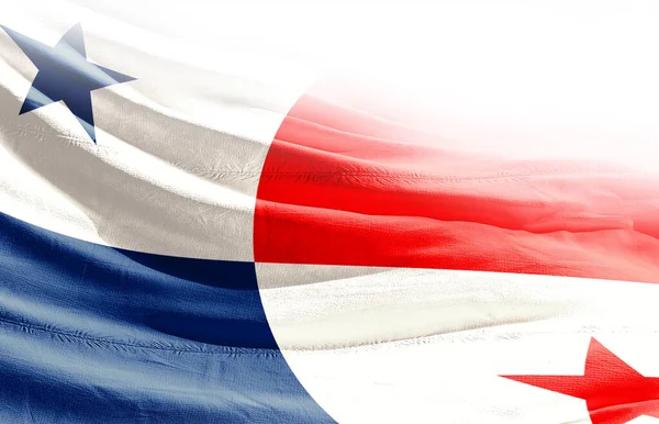 Panama Schwenkt Flagge Aus Nächster Nähe — Stockfoto