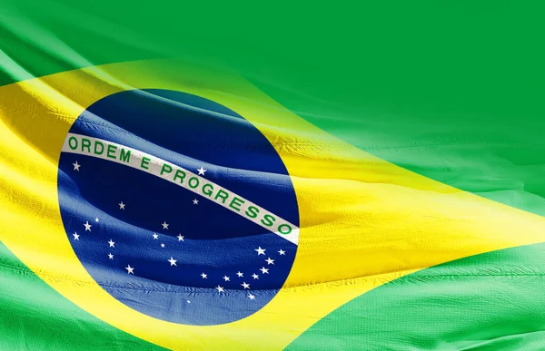Brazylia Macha Flagą Bliska — Zdjęcie stockowe
