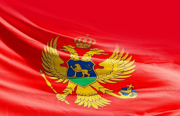 Montenegro Sventola Bandiera Vicino — Foto Stock
