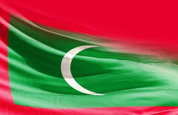 Maledivy Mávání Vlajka Zavřít — Stock fotografie