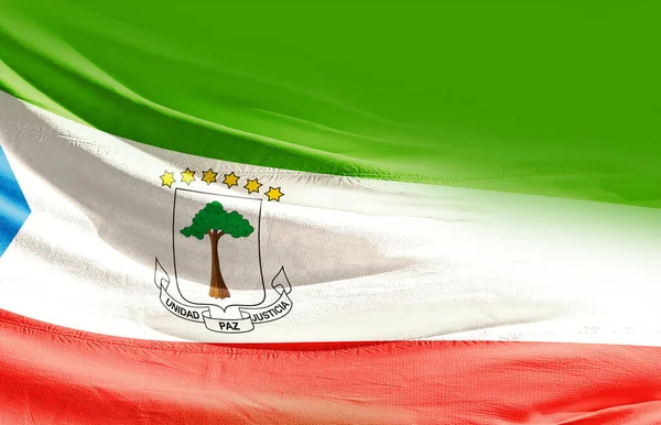 Экваториальная Гвинея Размахивает Флагом Вблизи — стоковое фото