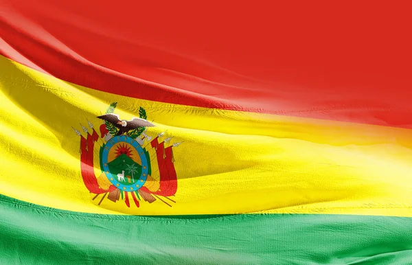 Bolivia Zwaaiende Vlag Van Dichtbij — Stockfoto