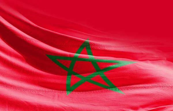 Marrocos Acenando Bandeira Perto — Fotografia de Stock