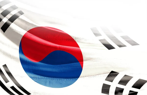 Korea Selatan Melambaikan Bendera Dekat — Stok Foto