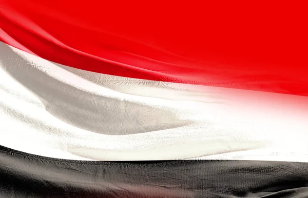 Iêmen Acenando Bandeira Perto — Fotografia de Stock