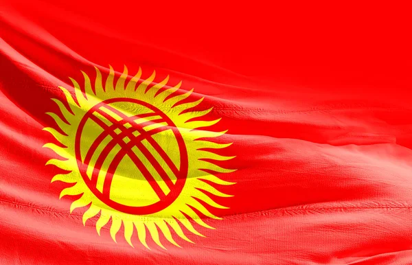 Kirghizistan Agitant Drapeau Près — Photo