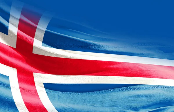 Islândia Acenando Bandeira Perto — Fotografia de Stock