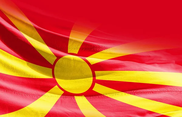 Macedonia Del Norte Ondeando Bandera Cerca — Foto de Stock