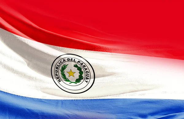 Paraguay Schwenkt Flagge Aus Nächster Nähe — Stockfoto