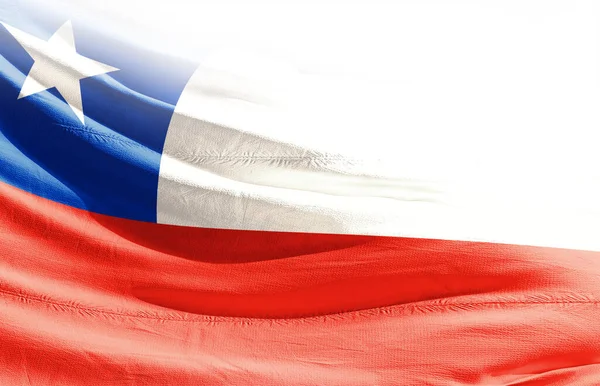 Чили Размахивает Флагом Вблизи — стоковое фото