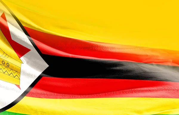 Simbabwe Schwenkt Flagge Aus Nächster Nähe — Stockfoto