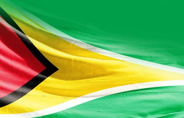 Guyana Bayrağı Yakına Sallıyor — Stok fotoğraf