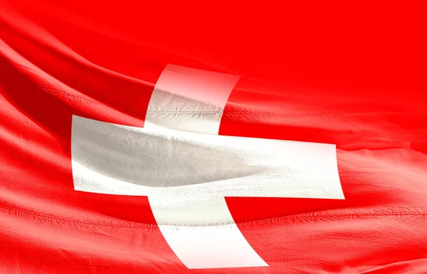 Suíça Acenando Bandeira Perto — Fotografia de Stock