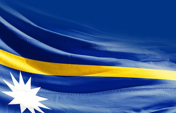 Nauru Schwenkt Flagge Aus Nächster Nähe — Stockfoto