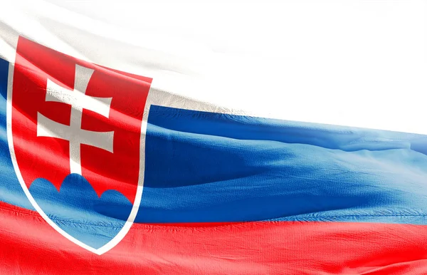 Slovakien Viftar Flagga Närbild — Stockfoto