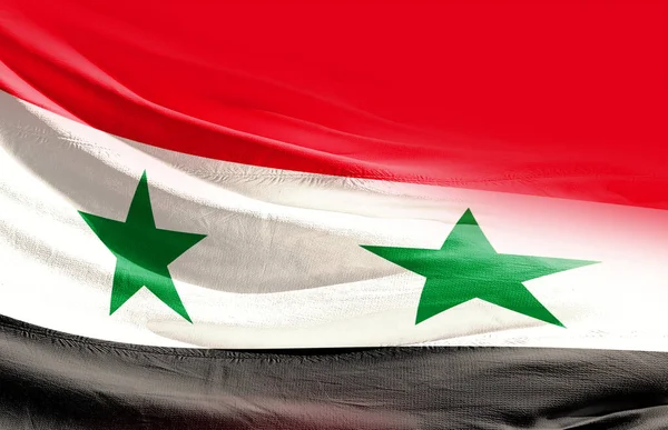 Siria Ondeando Bandera Cerca Imagen de archivo