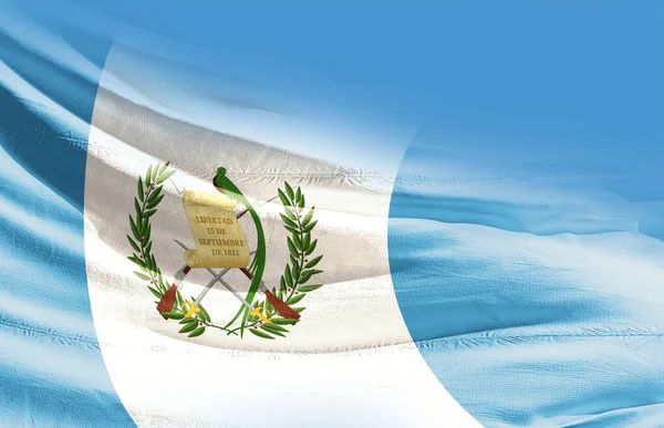 Guatemala Ondeando Bandera Cerca Fotos de stock libres de derechos