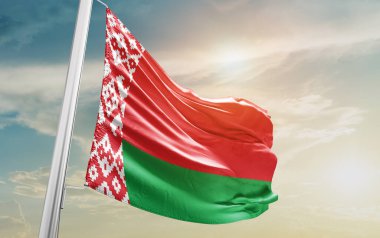 Belarus waving flag against sky