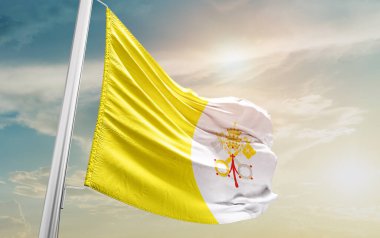 Vatican City waving flag against sky