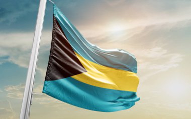 Bahamas waving flag against sky
