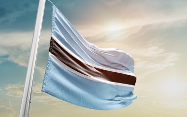 Botswana waving flag against sky