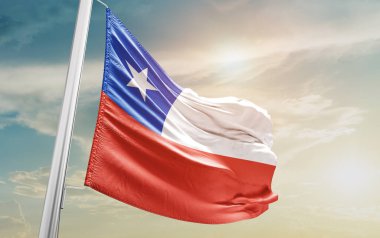 Chile waving flag against sky