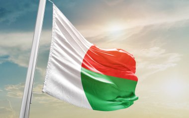 Madagascar waving flag against sky