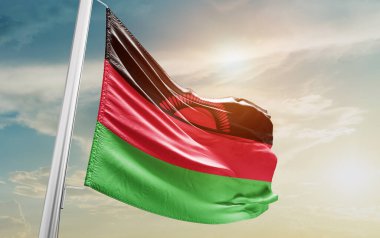 Malawi waving flag against sky