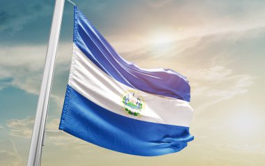 El Salvador waving flag against sky