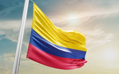 Colombia waving flag against sky