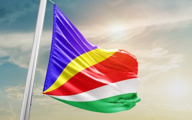 Seychelles waving flag against sky