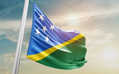 Solomon Islands waving flag against sky