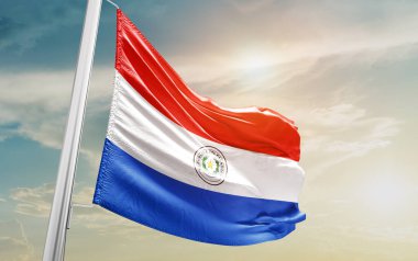 Paraguay waving flag against sky